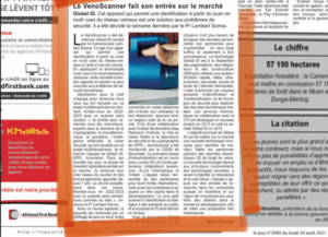 Lire la suite à propos de l’article [News] Article du journal  « Le Jour » paru le 31/08/2021 au Cameroun#VenoScanner